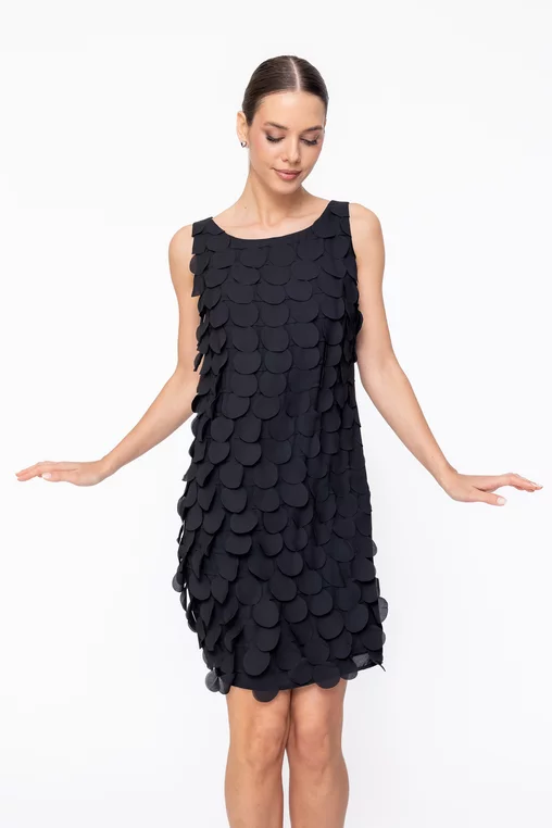 Rochie Caramel lejeră din voal cu aplicații neagră R8619 thumbnail picture - 