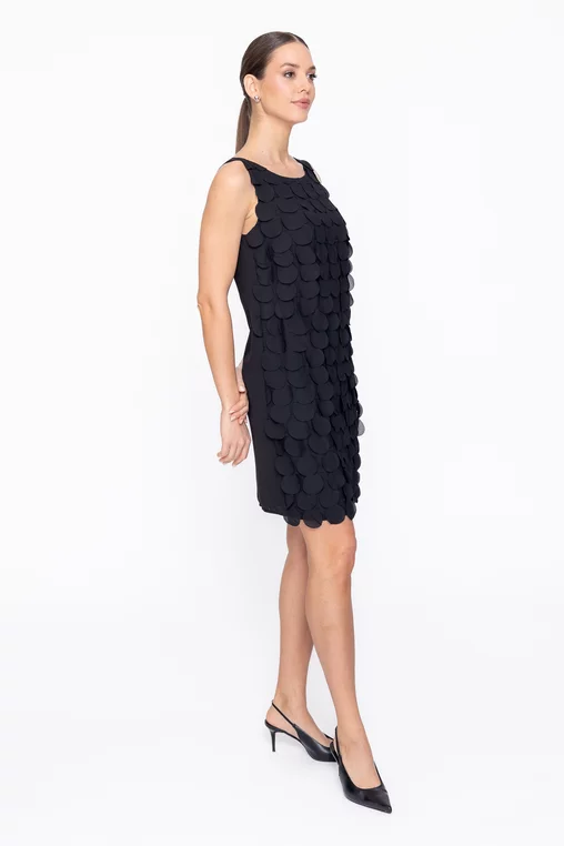 Rochie Caramel lejeră din voal cu aplicații neagră R8619 thumbnail picture - 