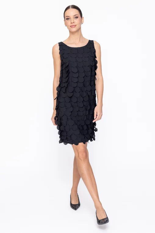 Rochie Caramel lejeră din voal cu aplicații neagră R8619 thumbnail picture - 