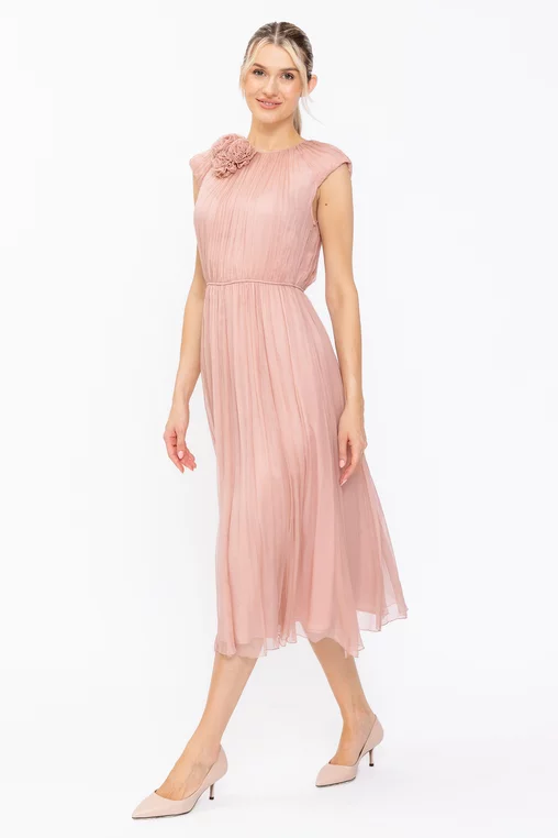 Rochie Caramel mătase naturală roz R8637 thumbnail picture - 
