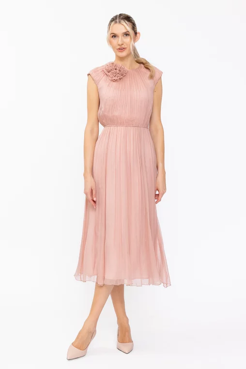 Rochie Caramel mătase naturală roz R8637 thumbnail picture - 