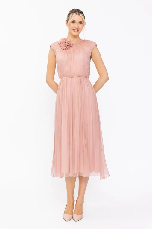 Rochie Caramel mătase naturală roz R8637 thumbnail picture - 