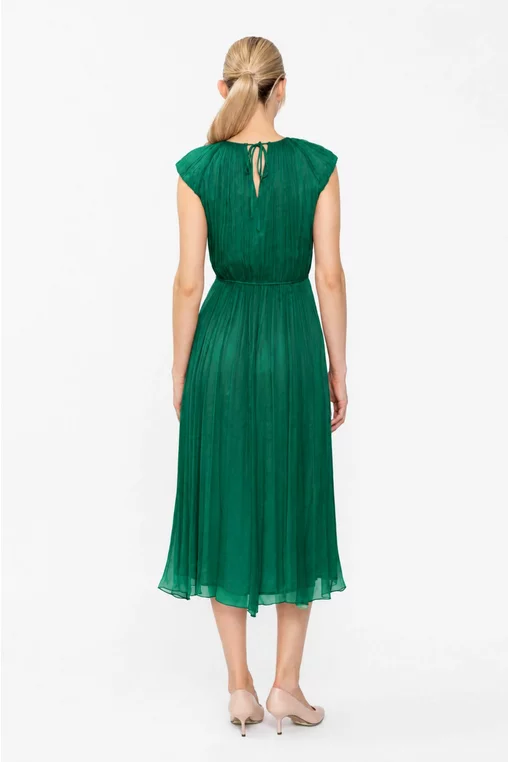Rochie Caramel mătase naturală verde R8637 thumbnail picture - 