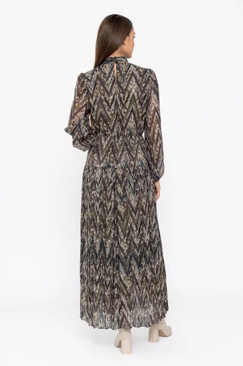 Rochie Caramel maxi voal imprimat cu fundă R8572