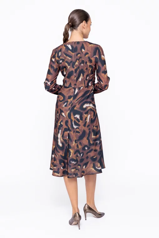 Rochie Caramel midi cu cataramă maro R8579 thumbnail picture - 