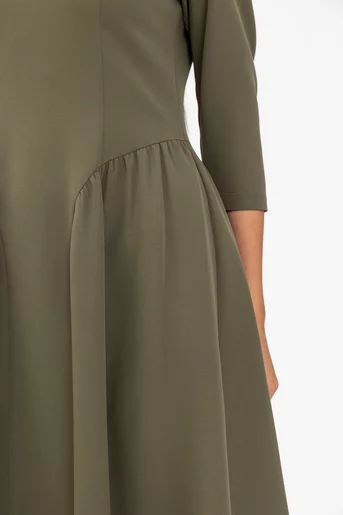 Rochie Caramel midi cu creți laterali kaki R8645