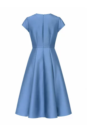 Rochie Caramel midi elegantă cu trandafir albastră R8641