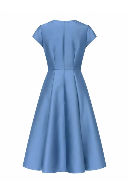 Rochie Caramel midi elegantă cu trandafir albastră R8641 thumbnail picture - 