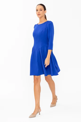 Rochie Caramel mini cu creți lateral albastră R8644