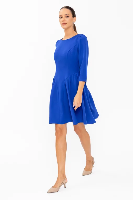 Rochie Caramel mini cu creți lateral albastră R8644 thumbnail picture - 