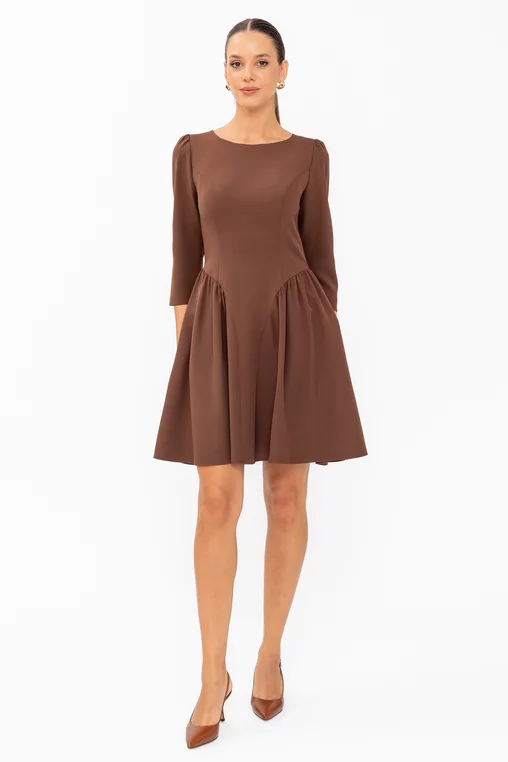 Rochie Caramel mini cu creți lateral maro R8644 thumbnail picture - 