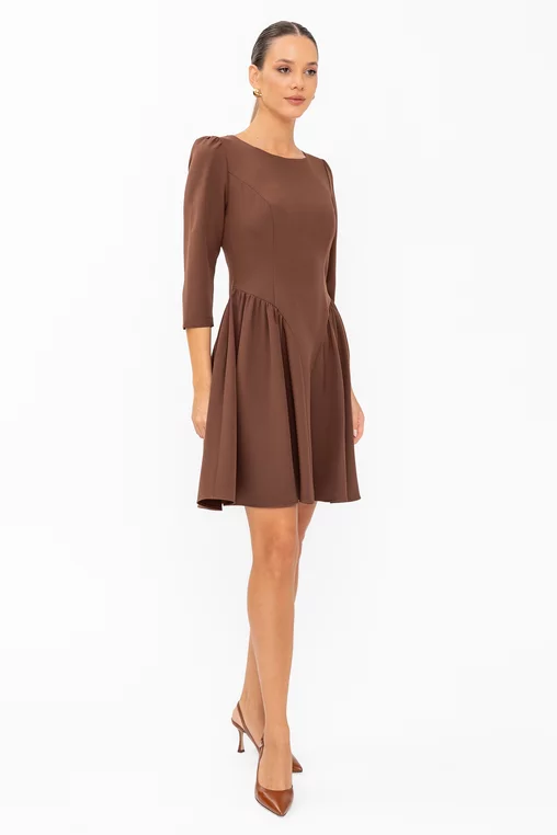 Rochie Caramel mini cu creți lateral maro R8644 thumbnail picture - 