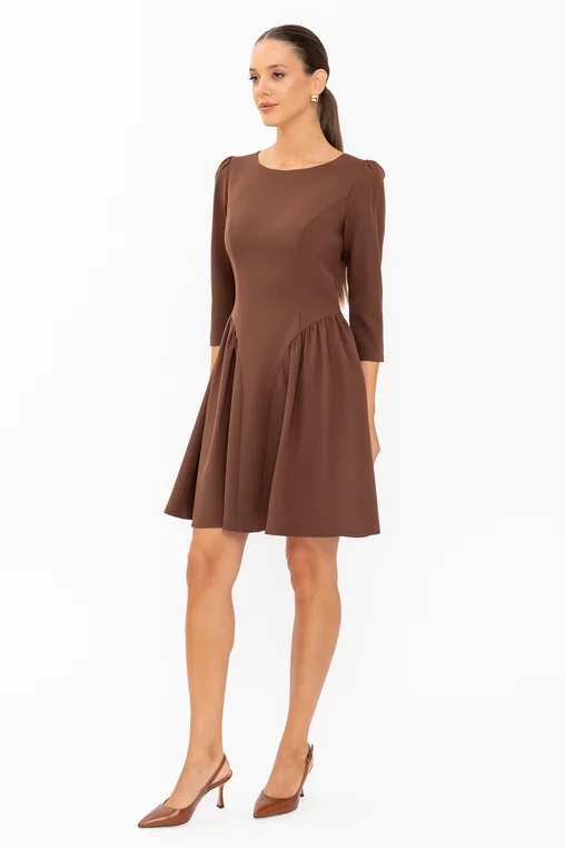 Rochie Caramel mini cu creți lateral maro R8644 thumbnail picture - 