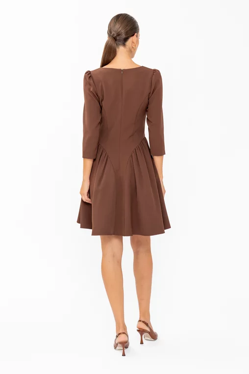 Rochie Caramel mini cu creți lateral maro R8644 thumbnail picture - 