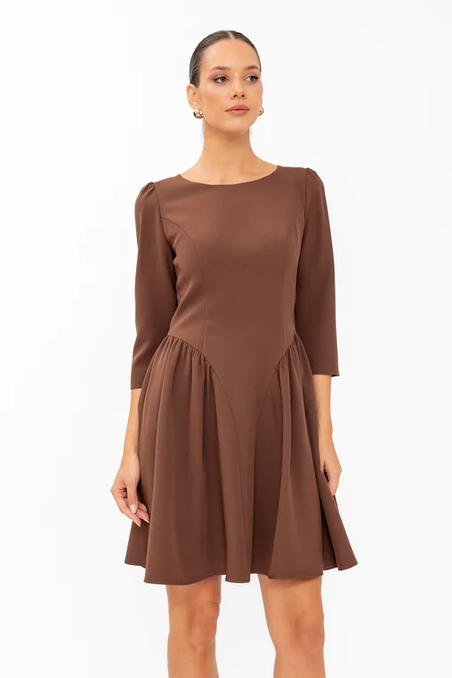 Rochie Caramel mini cu creți lateral maro R8644 thumbnail picture - 