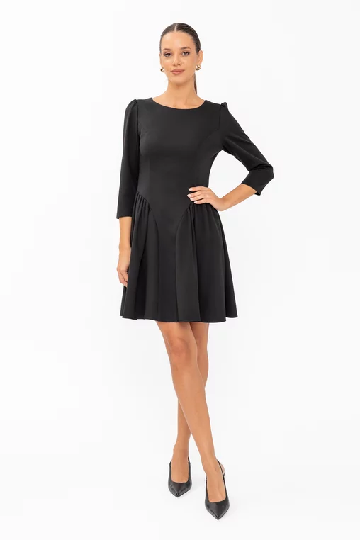 Rochie Caramel mini cu creți lateral neagră R8644 thumbnail picture - 