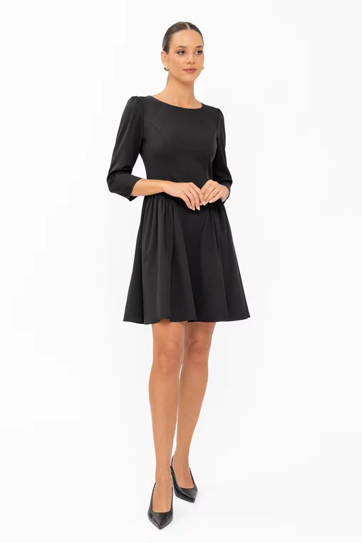 Rochie Caramel mini cu creți lateral neagră R8644 thumbnail picture - 