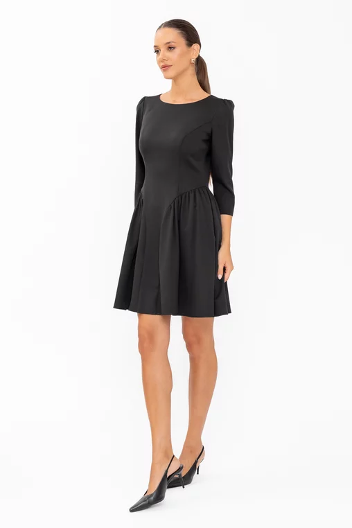 Rochie Caramel mini cu creți lateral neagră R8644 thumbnail picture - 