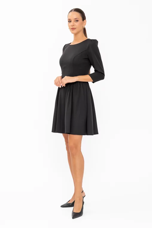 Rochie Caramel mini cu creți lateral neagră R8644 thumbnail picture - 