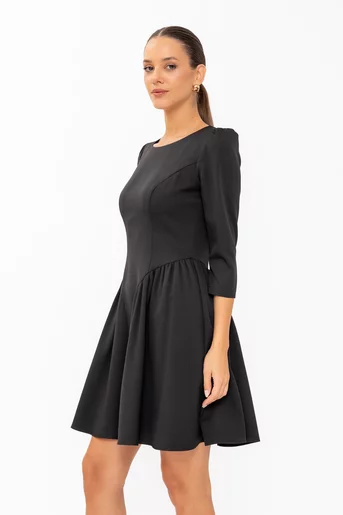 Rochie Caramel mini cu creți lateral neagră R8644