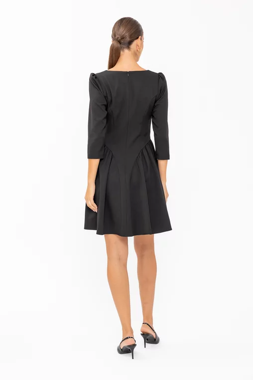 Rochie Caramel mini cu creți lateral neagră R8644 thumbnail picture - 