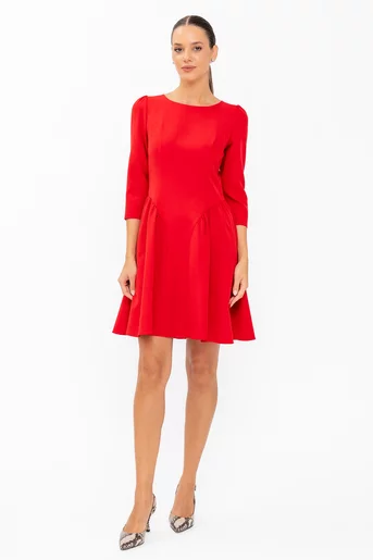 Rochie Caramel mini cu creți lateral roșu R8644