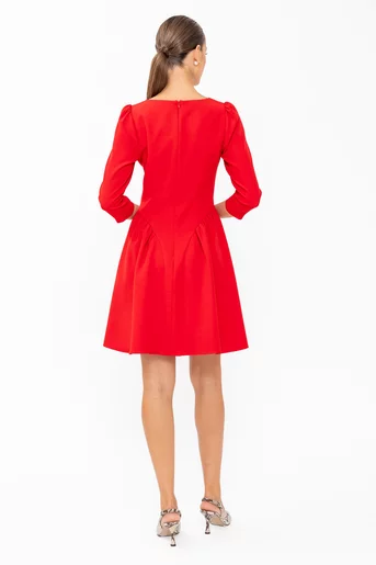 Rochie Caramel mini cu creți lateral roșu R8644