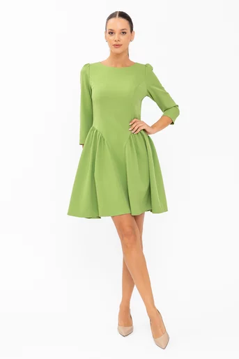 Rochie Caramel mini cu creți lateral verde R8644