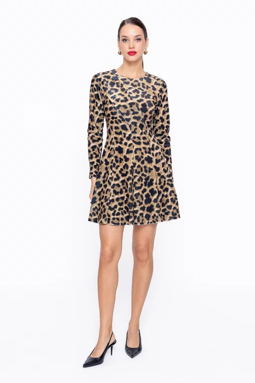 Rochie Caramel mini din catifea animal print R8587 thumbnail picture - 