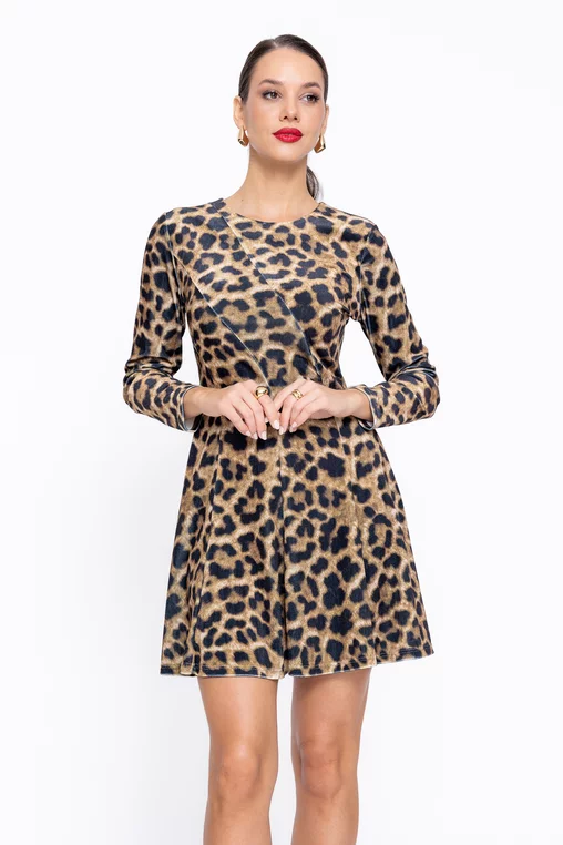 Rochie Caramel mini din catifea animal print R8587 thumbnail picture - 