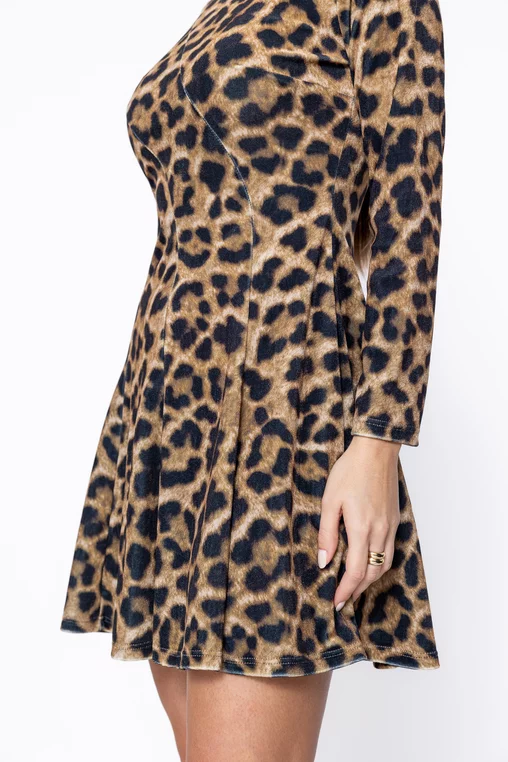 Rochie Caramel mini din catifea animal print R8587 thumbnail picture - 