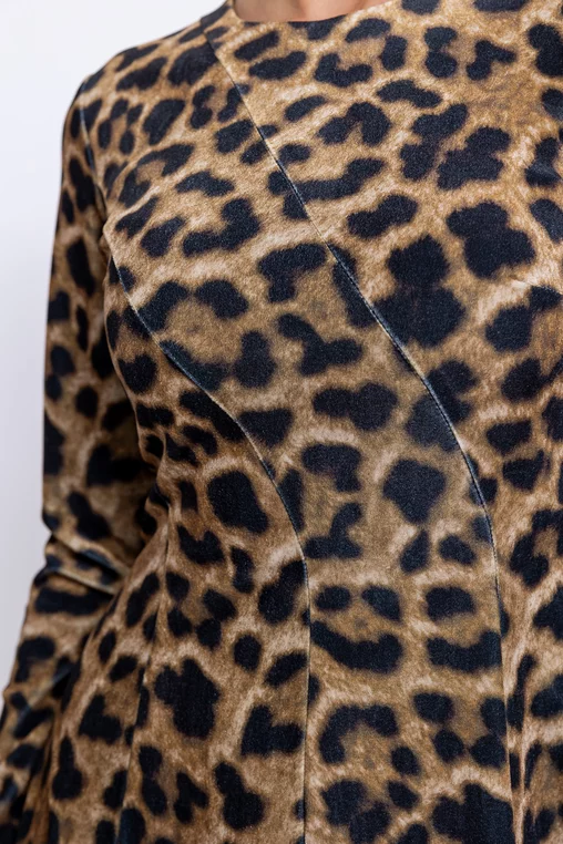 Rochie Caramel mini din catifea animal print R8587 thumbnail picture - 