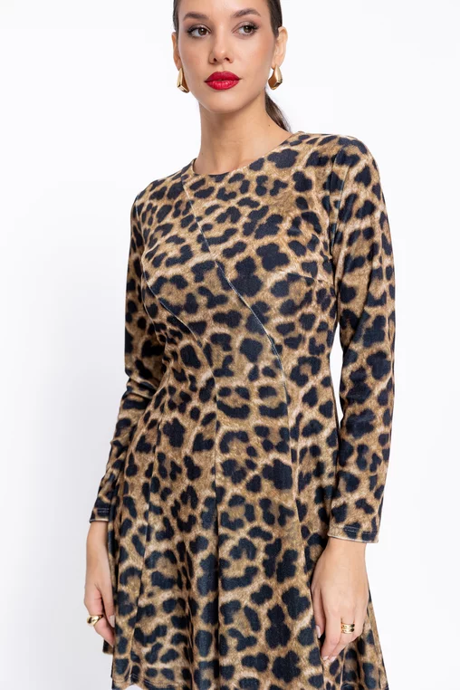 Rochie Caramel mini din catifea animal print R8587 thumbnail picture - 