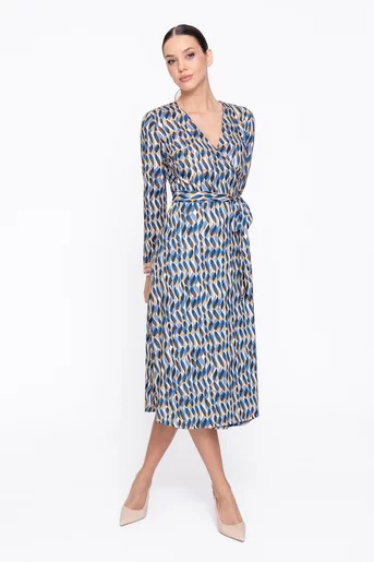 Rochie Caramel suprapusă imprimeu geometric R8613