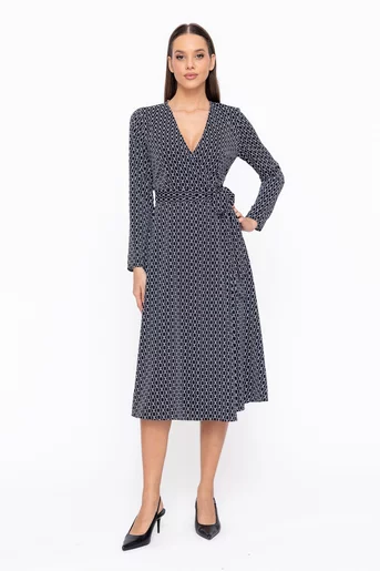 Rochie Caramel suprapusă imprimeu lanț R8601