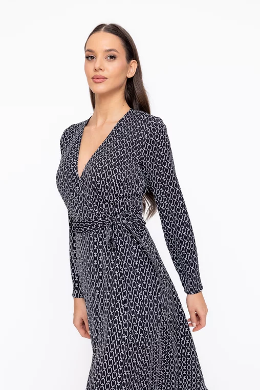 Rochie Caramel suprapusă imprimeu lanț R8601 thumbnail picture - 