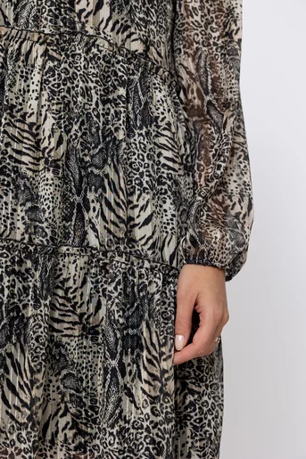 Rochie Caramel voal imprimat bej R8602