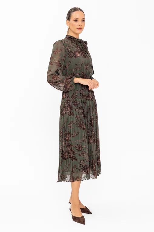 Rochie Caramel voal imprimat cu fundă R8647 thumbnail picture - 
