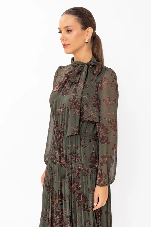 Rochie Caramel voal imprimat cu fundă R8647 thumbnail picture - 