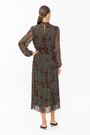 Rochie Caramel voal imprimat cu fundă R8647