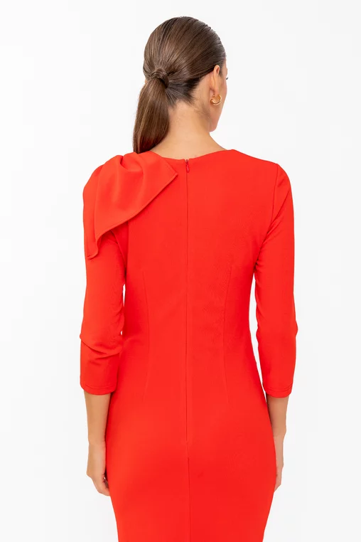 Rochie conică elegantă cu fundă pe umăr roșie R8646 thumbnail picture - 