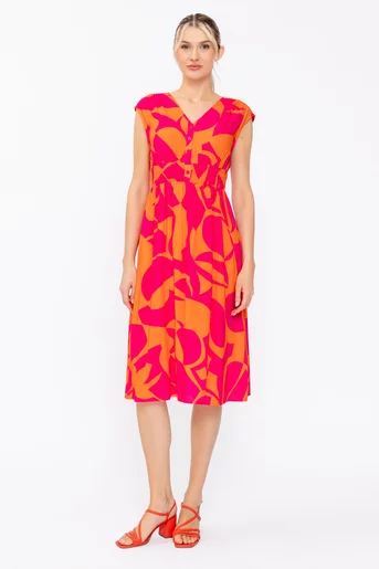 Rochie de zi din vâscoză fucsia RSM60521