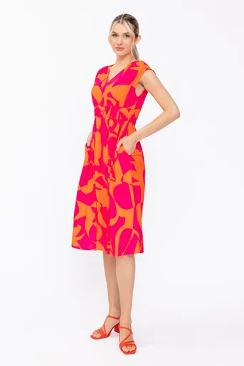 Rochie de zi din vâscoză fucsia RSM60521