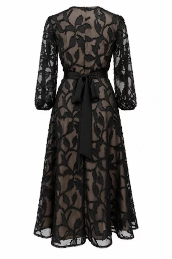 Rochie elegantă cu cordon neagră R8649