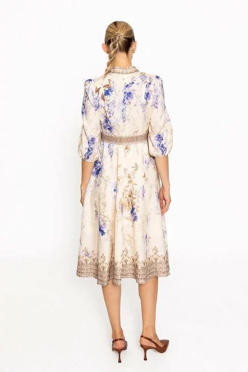 Rochie elegantă cu nasturi decorativi crem RRS60806 thumbnail picture - 