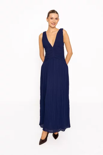Rochie elegantă cu spate decupat bleumarin RRS60816
