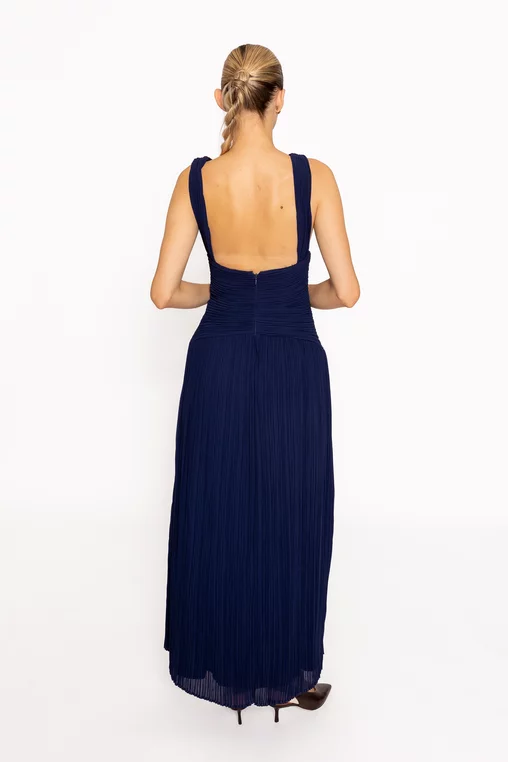 Rochie elegantă cu spate decupat bleumarin RRS60816 thumbnail picture - 