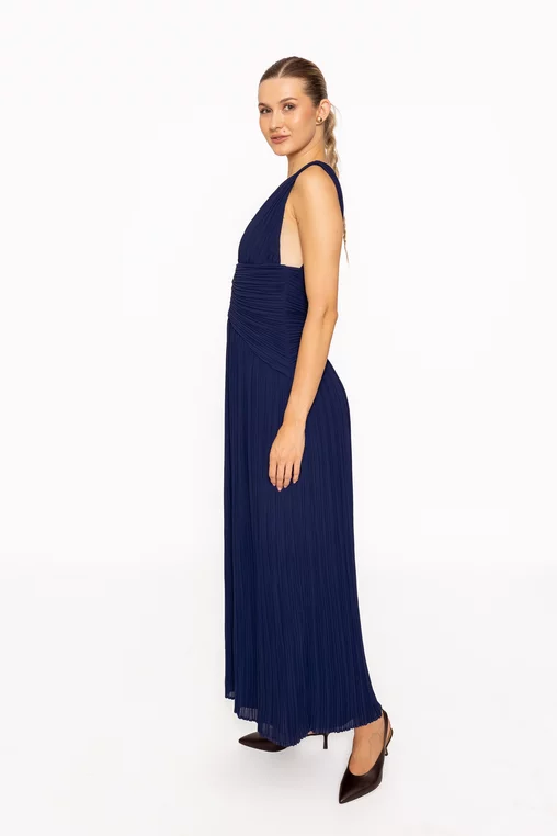 Rochie elegantă cu spate decupat bleumarin RRS60816 thumbnail picture - 