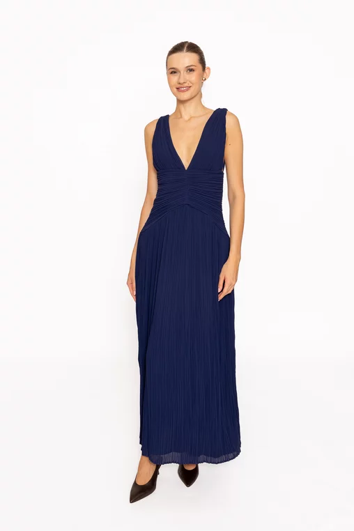 Rochie elegantă cu spate decupat bleumarin RRS60816 thumbnail picture - 