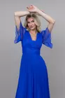 Rochie eleganta din matase naturala albastra R8338 thumbnail picture - 